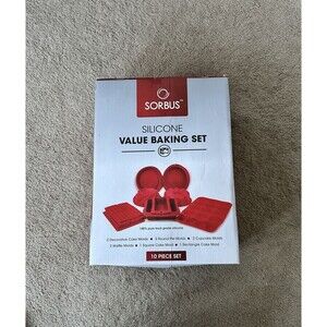 Sorbus 10-Piece Silicone Bakeware Set - Red Non-Stick Baking Pans & Molds - New